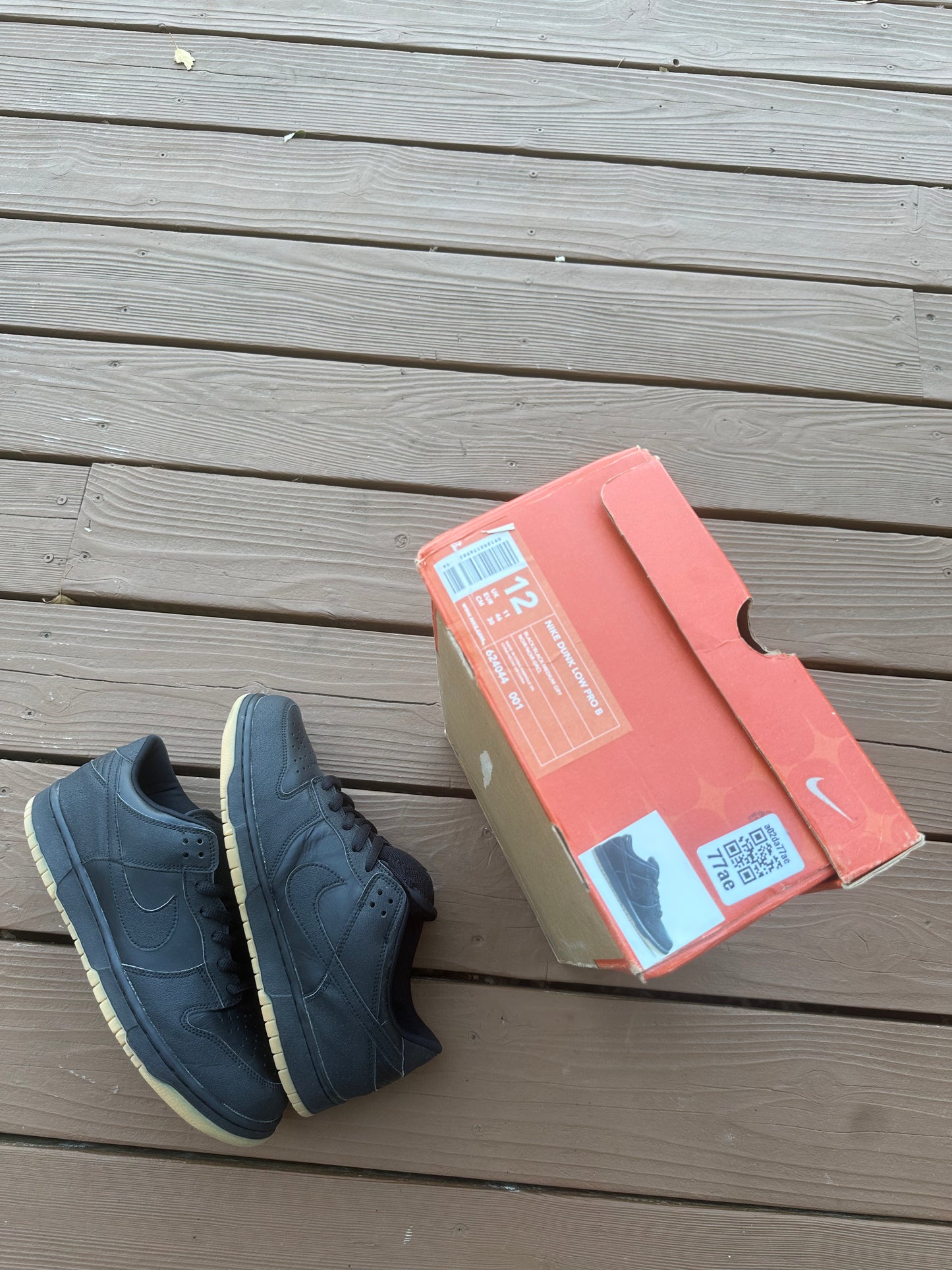 Size 12 - Nike Dunk Low Pro B Black Griptape