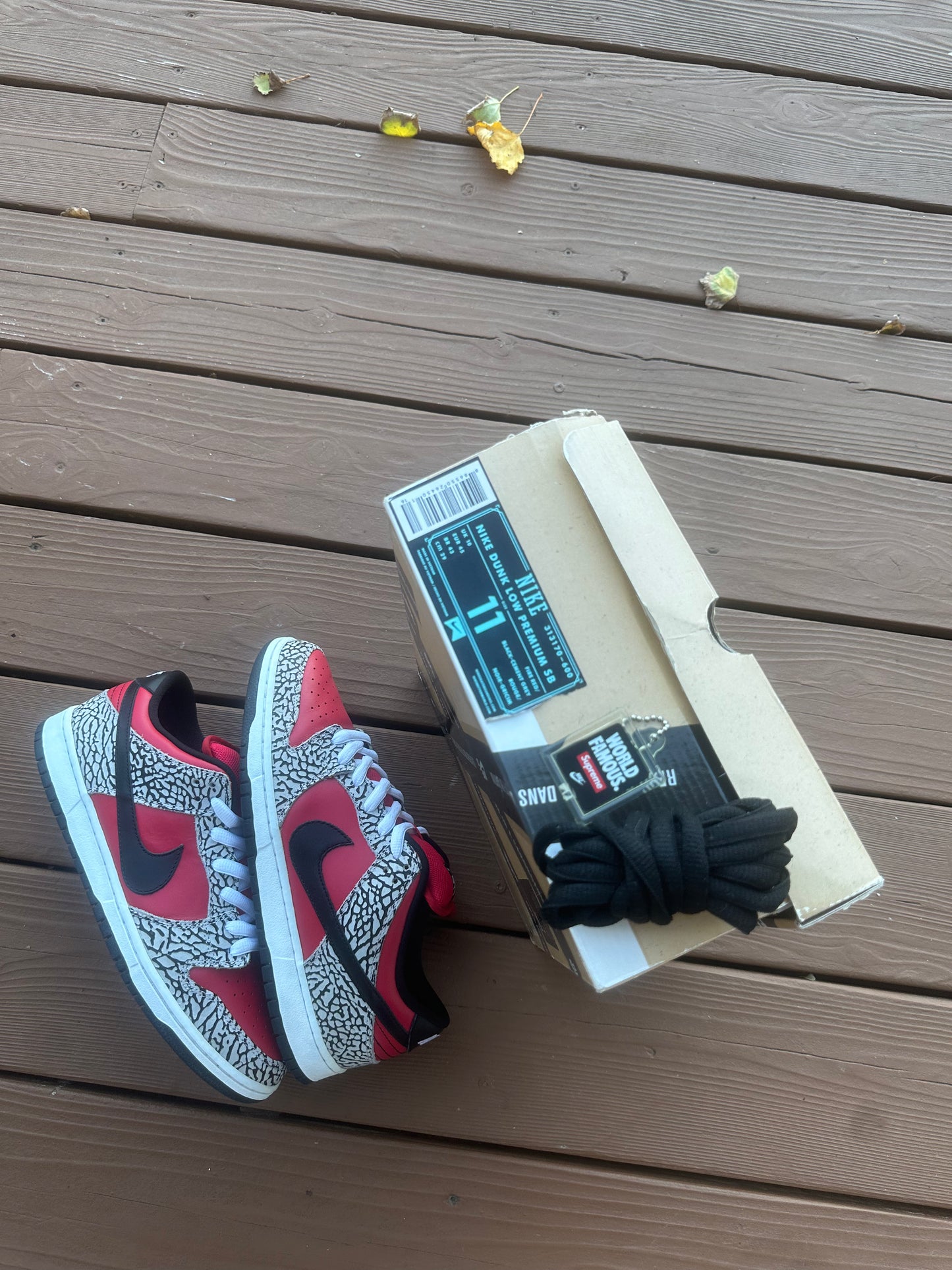 Size 11 - Supreme x Nike SB Dunk Low Premium Red Cement