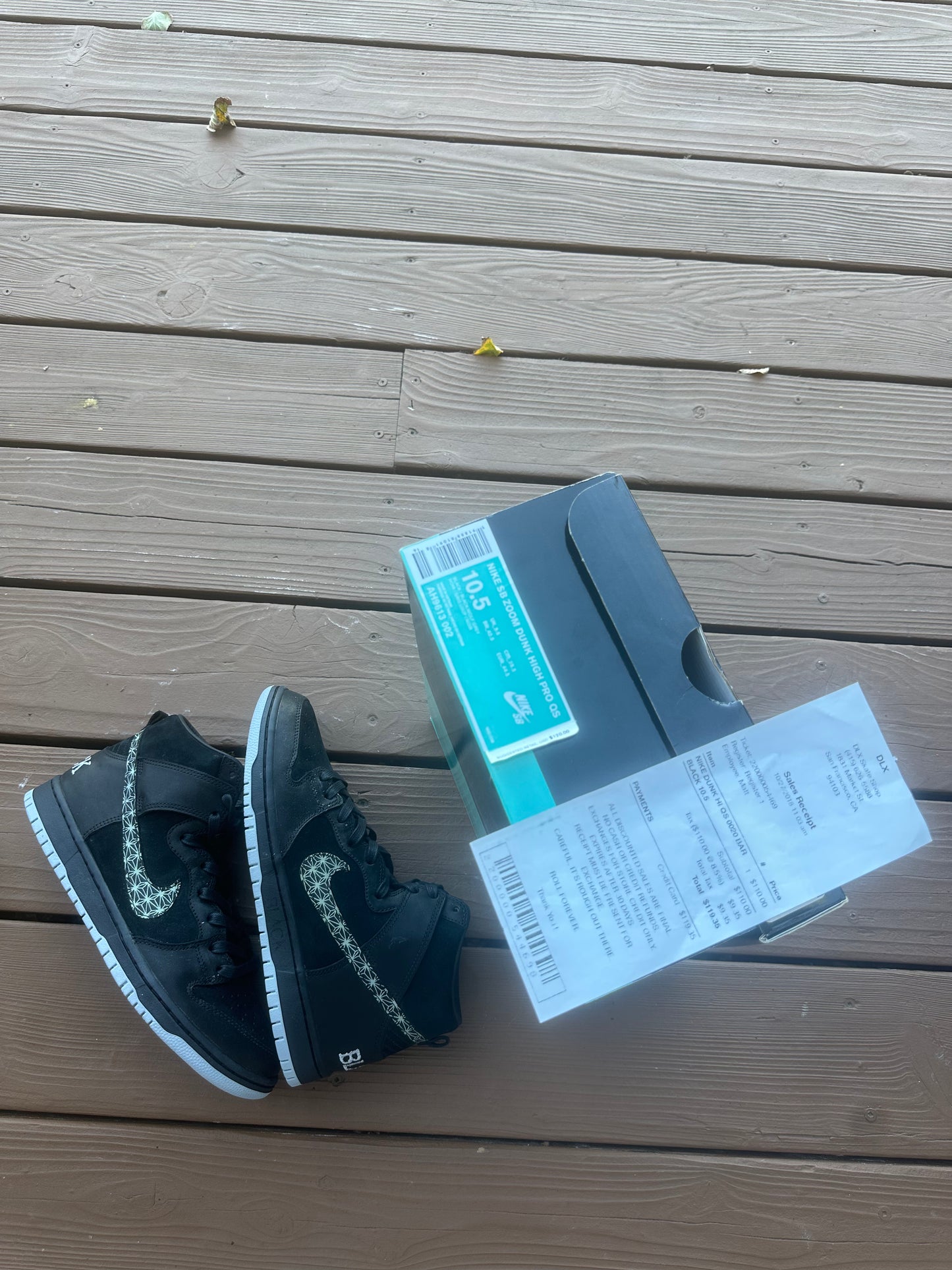 Size 10.5 - Black Bar x SB Zoom Dunk High Pro Black