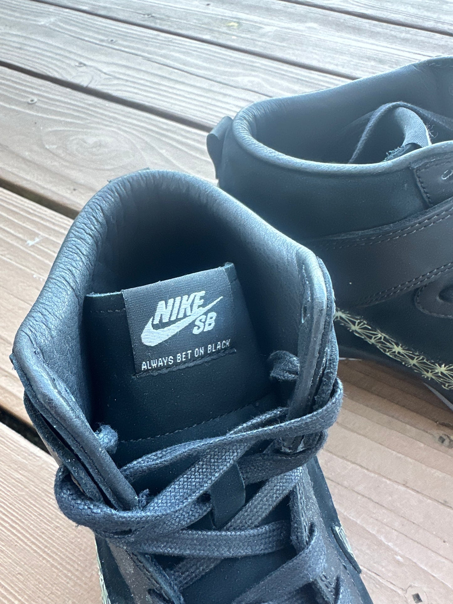 Size 10.5 - Black Bar x SB Zoom Dunk High Pro Black