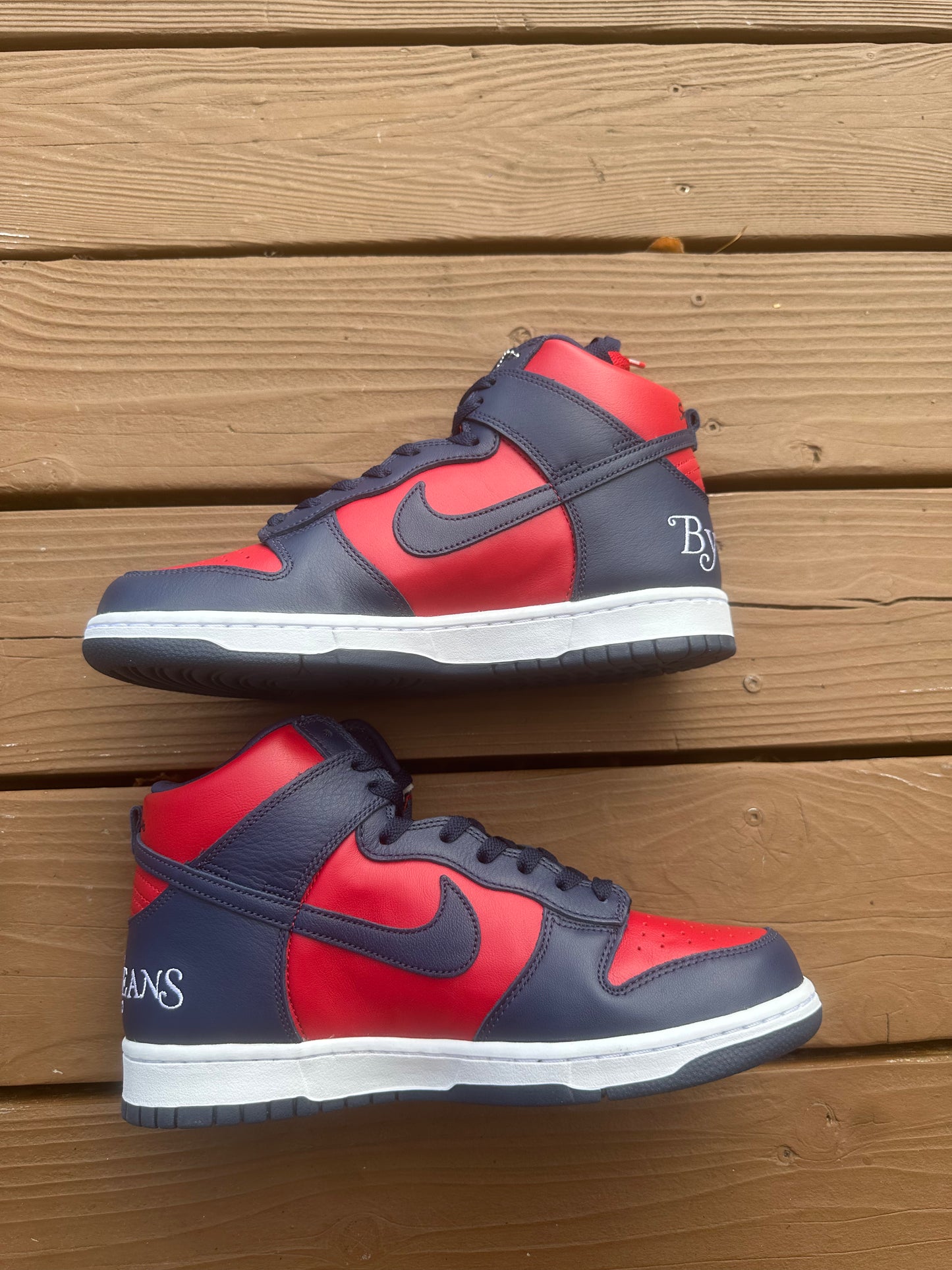Size 9 - Supreme x Dunk High SB By Any Means - Red Navy