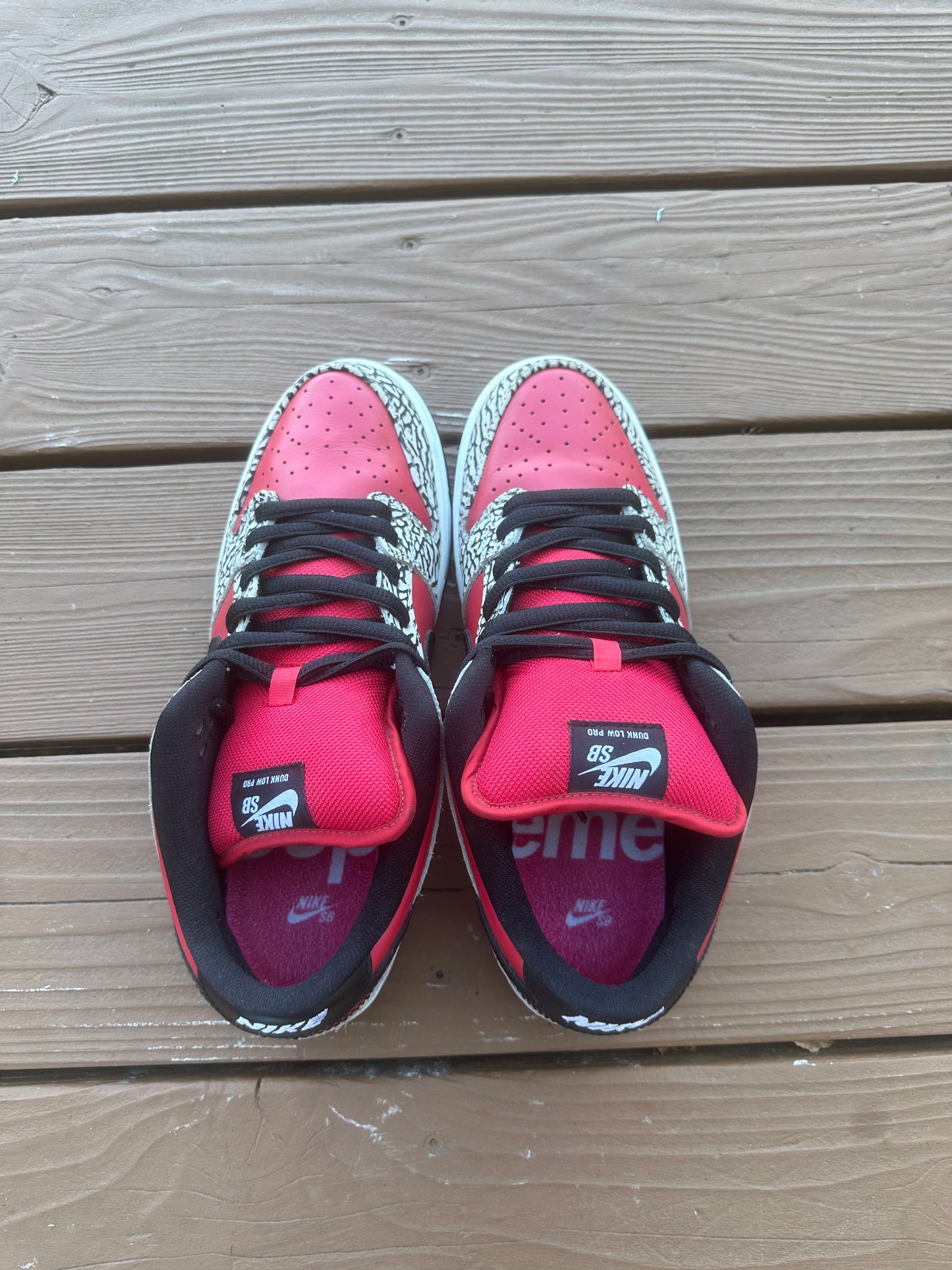 Size 10 - Supreme x Nike SB Dunk Low Premium Red Cement