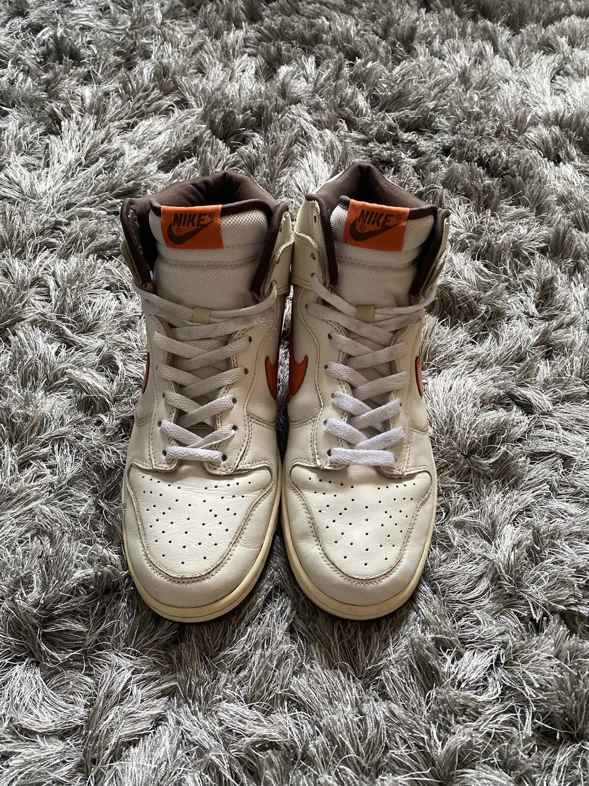 Size 9 - 2004 Nike Dunk High Sail/Orange Blaze