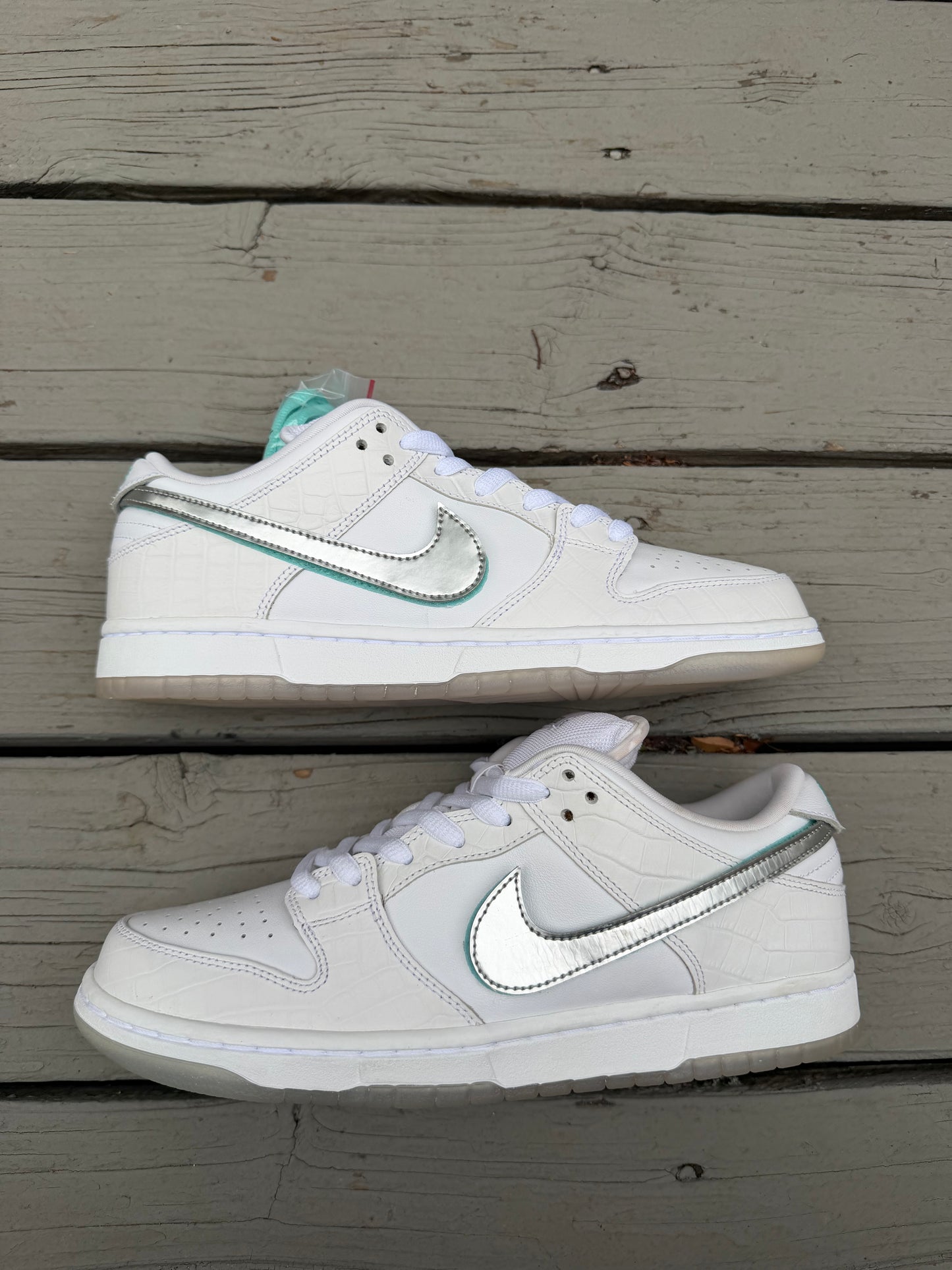 Size 10 - Diamond Supply Co. x Nike SB Dunk Low Pro White Diamond