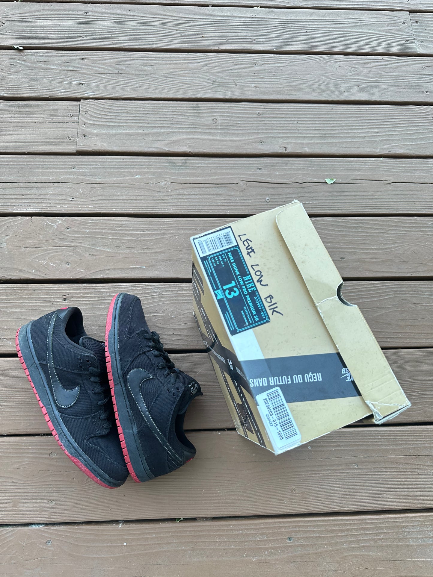Size 13 - Nike Dunk Low Premium SB Levi's Black Denim