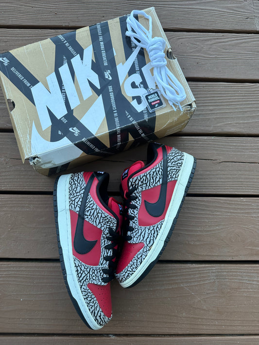 Size 10 - Supreme x Nike SB Dunk Low Premium Red Cement