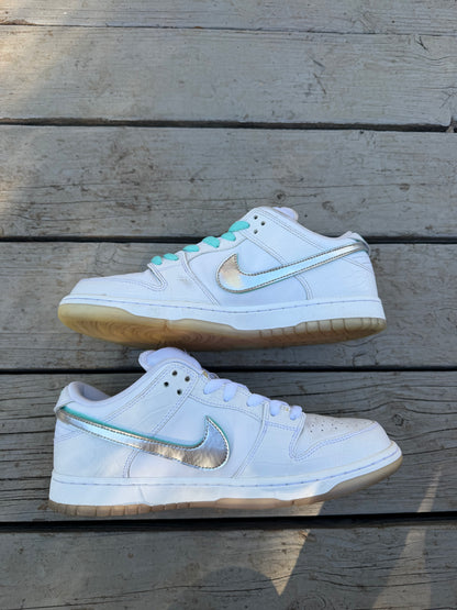 Size 10 - Diamond Supply Co. x Nike SB Dunk Low Pro White Diamond