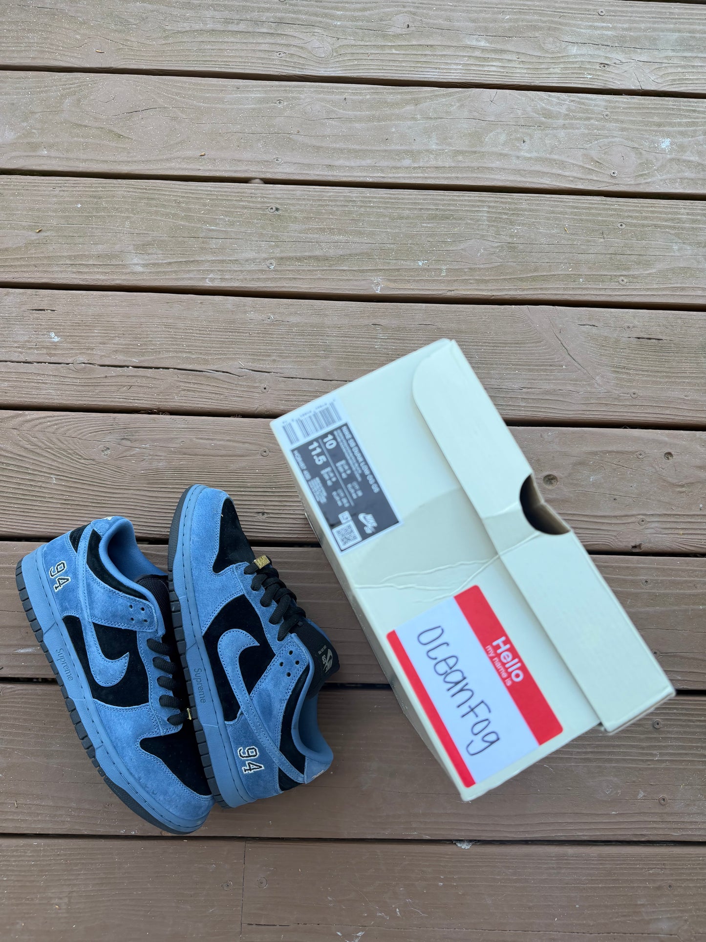 Size 10 - Supreme x Nike Dunk Low SB Ocean Fog