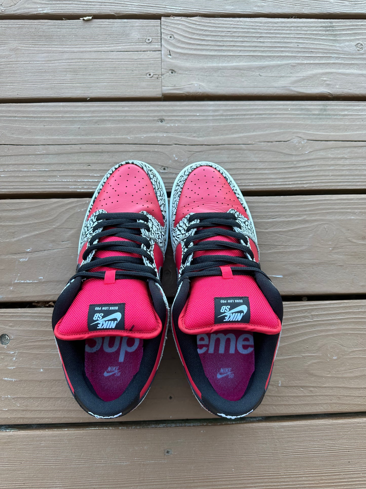 Size 11 - Supreme x Nike SB Dunk Low Premium Red Cement