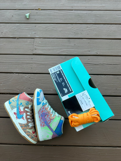 Size 9 - Thomas Campbell x Nike SB Dunk High What The