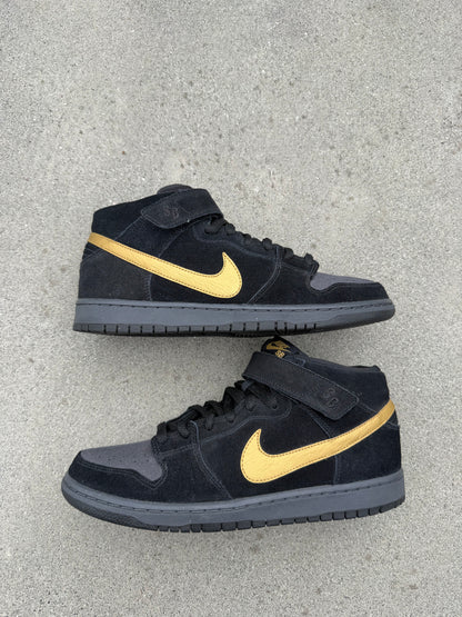 Size 10 - Nike Dunk Mid Pro SB Obsidian Metallic Gold