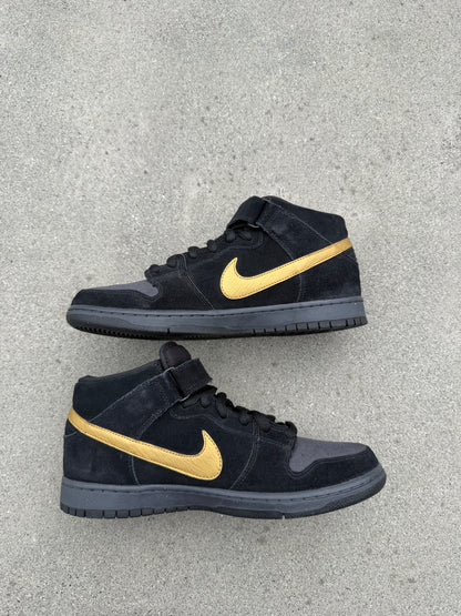 Size 10 - Nike Dunk Mid Pro SB Obsidian Metallic Gold