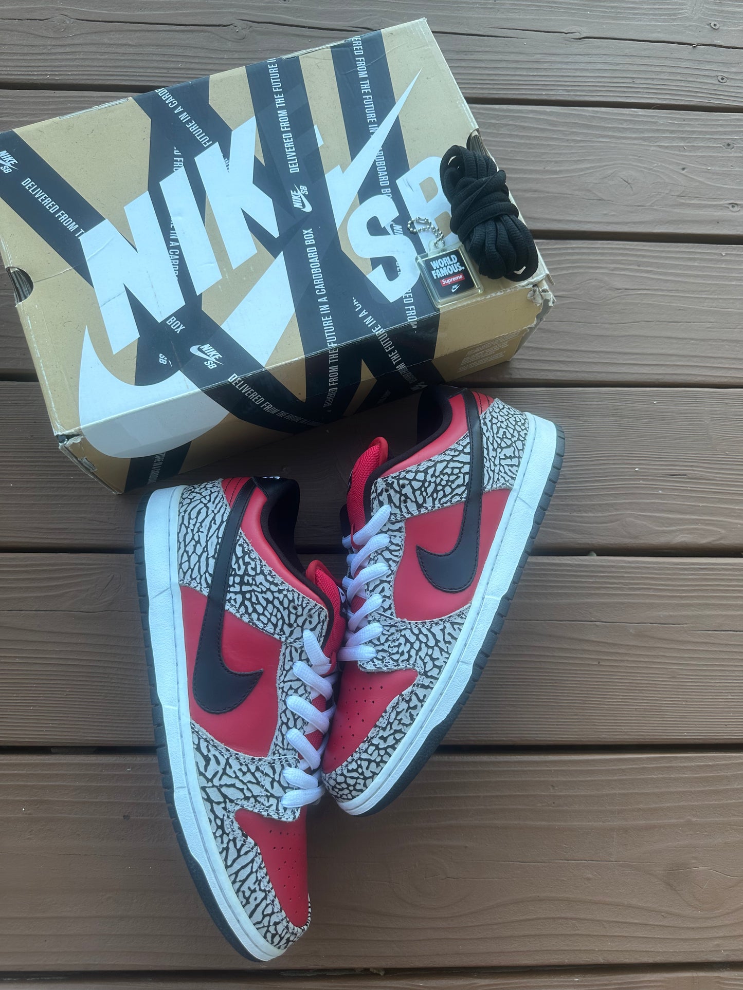 Size 11 - Supreme x Nike SB Dunk Low Premium Red Cement