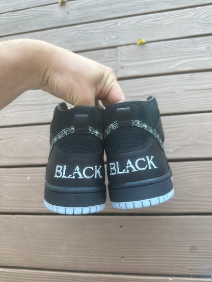 Size 10.5 - Black Bar x SB Zoom Dunk High Pro Black