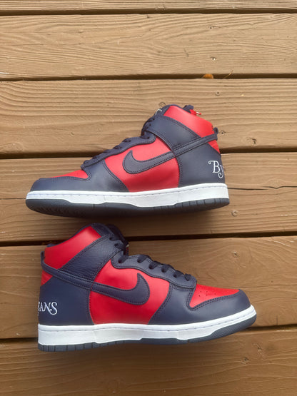 Size 9 - Supreme x Dunk High SB By Any Means - Red Navy