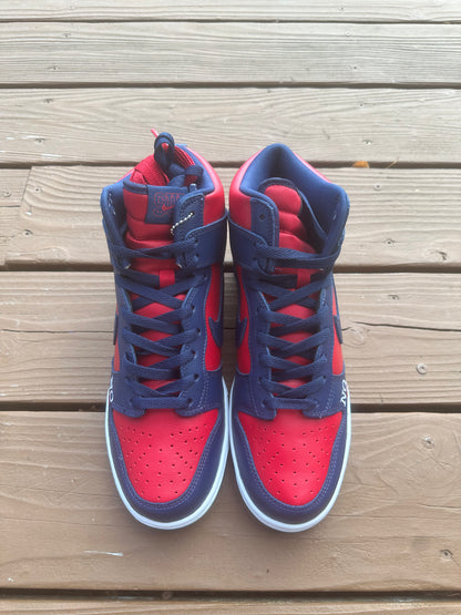 Size 9 - Supreme x Dunk High SB By Any Means - Red Navy
