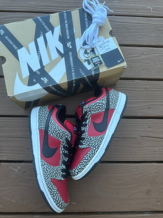 Size 10 - Supreme x Nike SB Dunk Low Premium Red Cement